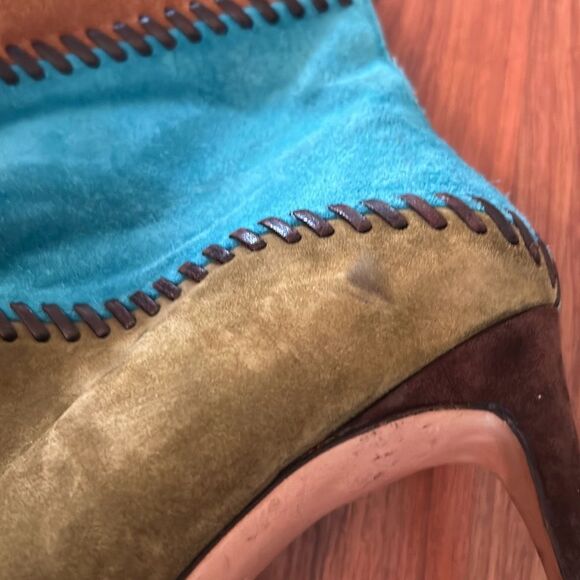Salvador Ferragamo multicolor suede boots 7.5 - Picture 5 of 9